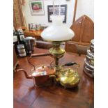 Coper kettle, brass kettle and paraffin lamp