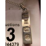 Boxed Silver ingot on chain - Birmingham hallmark