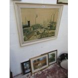 Large Lowry print & 3 further prints