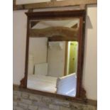 Wooden framed overmantle mirror - Approx W: 112cm H: 121cm