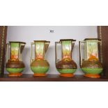 Set of 4 Myott & Son Art Deco jugs