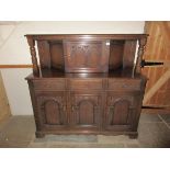 Oak Court cupboard - Approx W: 140cm H: 136cm D:49cm