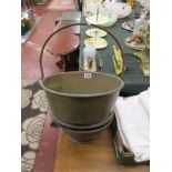 Copper / brass coal scuttle & jam pan