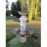 Decorative stone triple tier cherub fountain - Height approx 200cm