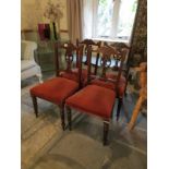 Set of 4 Edwardian terracotta velvet dining chairs