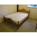 Pine double bed & mattress