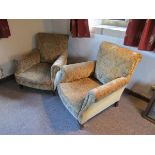 Pair of gold patterned armchairs