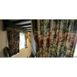 4 pairs of hunting print curtains