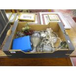 Box of assorted metalware