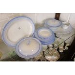 Shelley part dinner service in the Regent shape with the Art Deco blue 'bands & shades' pattern