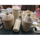 Stoneware flagons etc