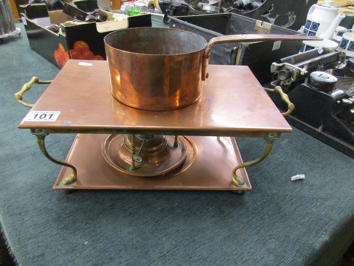 Copper warming tray & saucepan