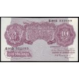 Ten shillings Peppiatt mauve B251 issued 1940 series B88D 332089, about UNC