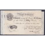 Peppiatt white Operation Bernhard (3) German forgeries £10 dated 1938, £20 dated 1936 tears, and £50