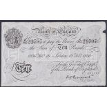 Ten Pounds white Peppiatt B242 dated 19th February 1936 series K/163 22797, lightly pressed, EF or