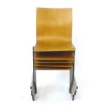 A set of six 1960/70's beech and steel framed stacking chairs CONDITION REPORT: