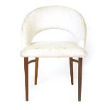 A 1970's faux fur upholstered side chair on teak tapering legs CONDITION REPORT: