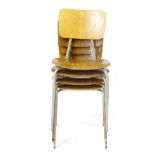 A set of six 1960's bent ply and steel stacking chairs CONDITION REPORT: Some losses