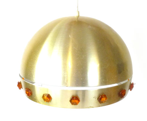 A 1970's copper coloured ceiling light inset with perspex motifs CONDITION REPORT: