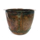 A 19th century copper log bin, h. 44 cm, d. 58 cm CONDITION REPORT: Dented.