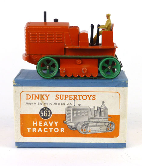 A Dinky Super Toys heavy tractor, number 563, in original box with orange painted body,