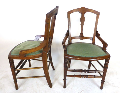 A set of six late 19th century walnut dining chairs, stamped Gillow & Co Lancaster, - Image 2 of 3