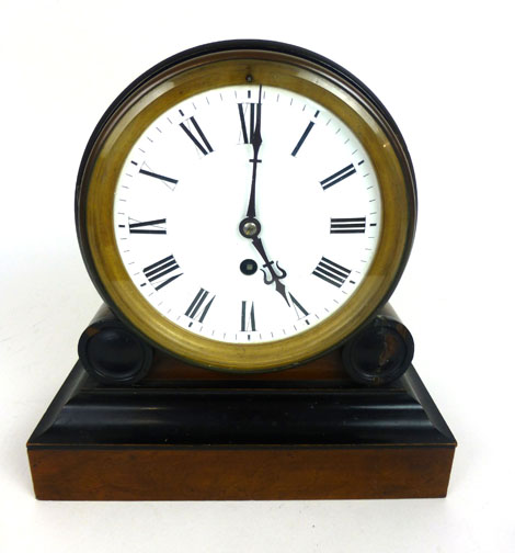 An early 19th century walnut and ebonised thirty hour mantle clock, - Image 2 of 2