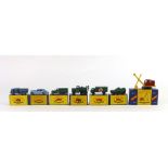 Seven boxed Moko Lesney Matchbox series vehicles to include number 54, 73, 44, 49,