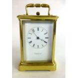 A French carriage alarm clock with repeater function, with a brass five glass case,