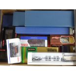 A collection of various boxed railway carriages,