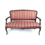 A Louis XV-style beech framed three piece suite with pink and gold upholstery CONDITION