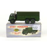A Dinky Super Toys ten tonne army truck in olive green paint work, model number 622,