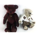 A Deans limited edition Damson 12/300 burgandy mohair bear together with a Deans limited edition