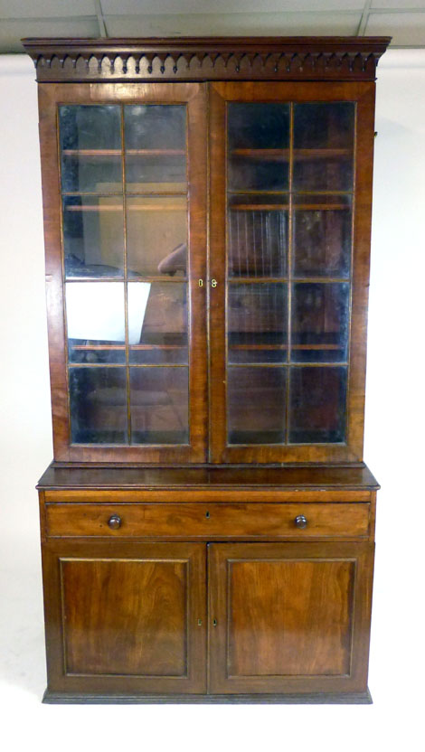 An 18th century mahogany astragal glazed book case, the double doors revealing adjustable shelves, - Image 2 of 2