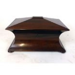 A Victorian mahogany concave sarcophagus tea caddy,