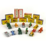 Seven original boxed Moko Lesney Matchbox series vehicles, number 1, 28, 30, 26, 18 68, 71,