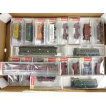 A collection of Fleischmann HO gauge carriages, locomotives, boxed cars etc.