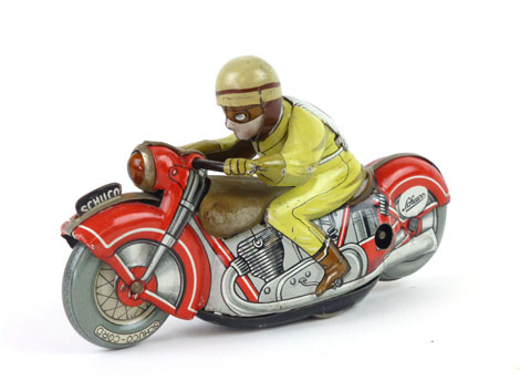 A Shuco tinplate wind up motorbike racer with red framed bike, - Image 2 of 2
