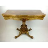 A Victorian burr walnut serpentine tea table,