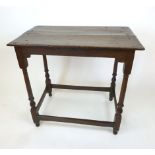 A late 18th century and later oak side table,