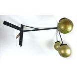 A 20th century metalwork pawnbrokers sign, the black painted frame holding three gold painted balls,