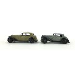 Two Dinky Toy Meccano 1950's type saloon cars, one grey and black,