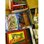 A large quantity of Meccano to include two boxed sets, loose instruction manuals,