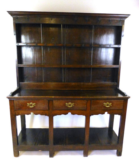 A mid 18th century oak dresser,