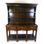 A mid 18th century oak dresser,