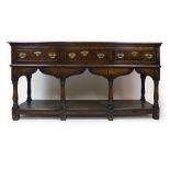 A late 18th century oak dresser base, probably from mid Wales,