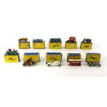 A group of four Matchbox Models of Yesteryear Supercharged Bugatti, E Class, Horse Bus,