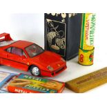 A collection of 20th century toys to include a remote control Ferrari, kaleidoscopes,