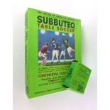A boxed Subbuteo table soccer game of Continental Clubs edition together with a match score board