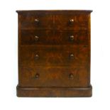 A Victorian burr walnut chest of drawers,